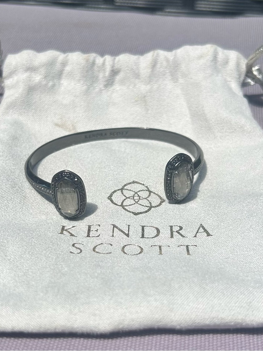 Kendra Scott Silver Open Cuff with Clear Gemstones